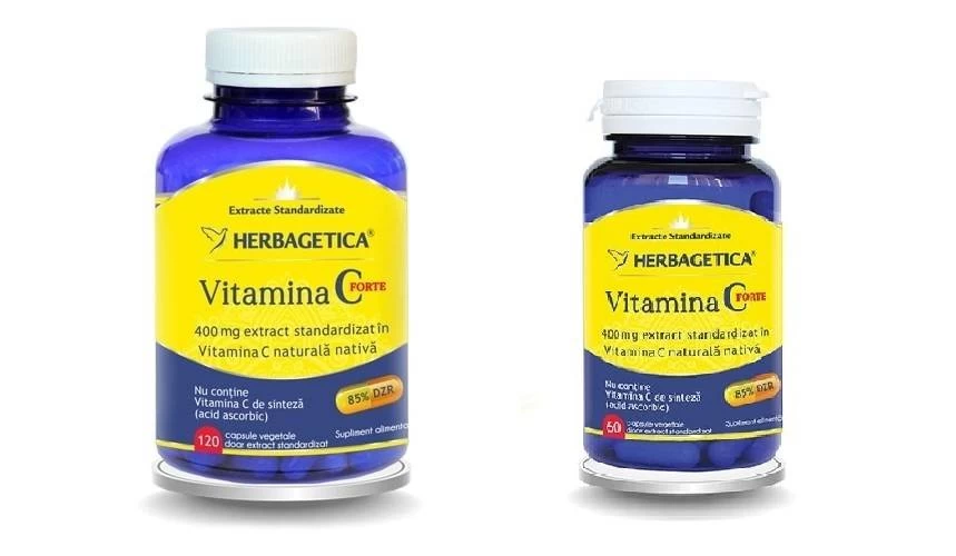 Vitamina c forte 400mg, naturala, capsule, herbagetica 30 capsule