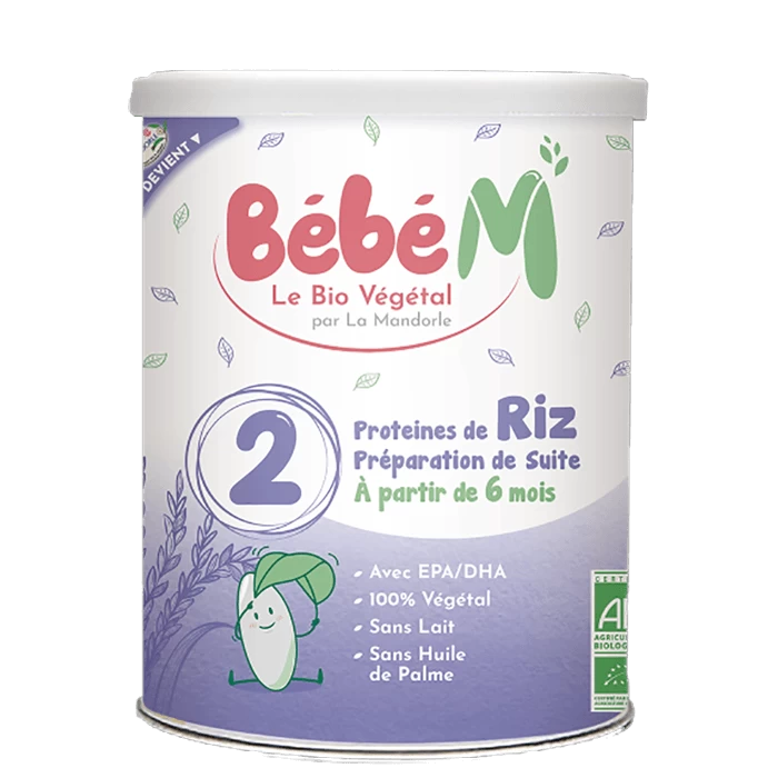 Formula 2 lapte praf vegetal pentru bebelusi - de la 6 luni 800g eco-bio bebe mandorle