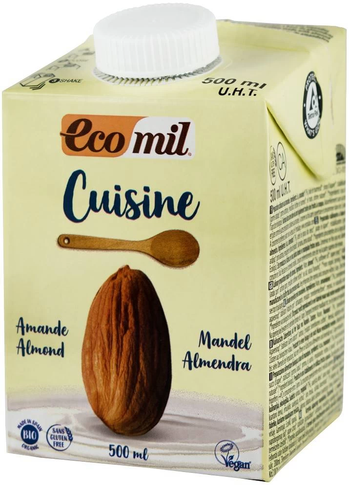 Smantana vegetala de migdale pentru gatit eco-bio, 500ml ecomil cuisine
