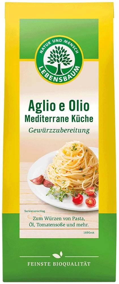Amestec de condimente aglio e olio - bucataria mediteraneana eco-bio, 40g lebensbaum