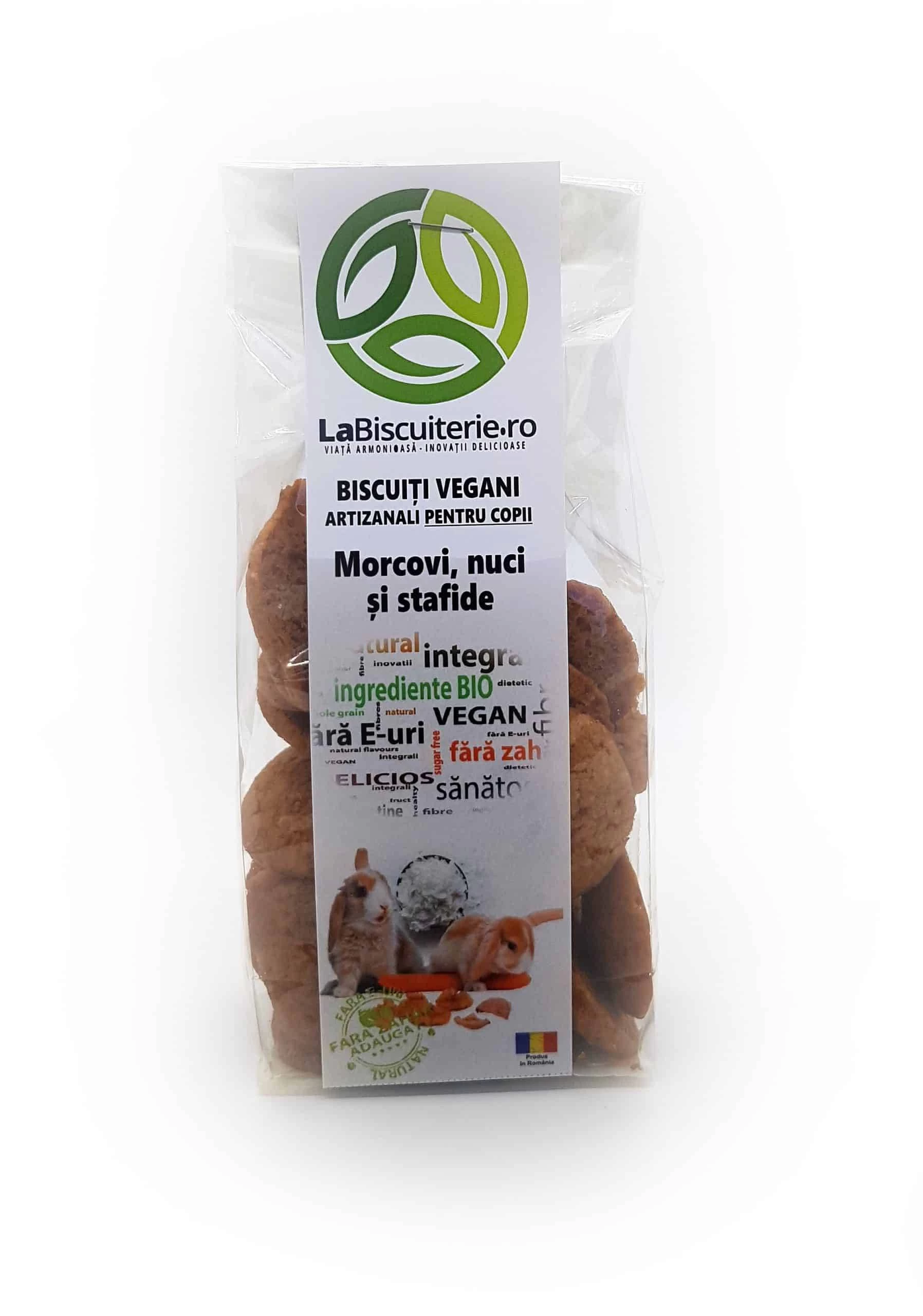 Biscuiti vegani artizanali cu morcovi, nuci si stafide eco-bio– 140g - LaBiscuiterie