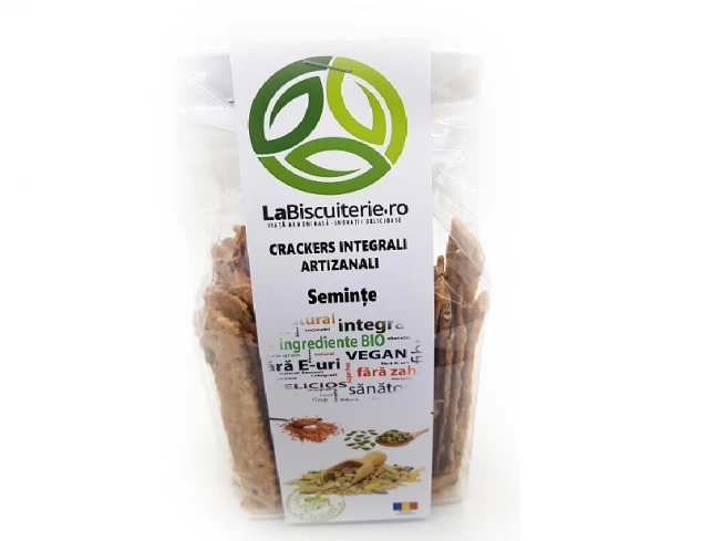 Crackers integrali artizanali cu seminte eco-bio– 125g - LaBiscuiterie