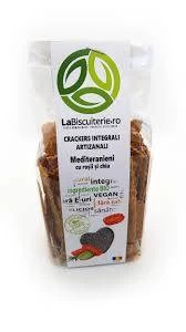 Crackers integrali artizanali mediteranieni cu rosii si chia eco-bio– 125g - LaBiscuiterie