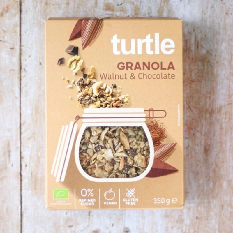 Granola cu cereale, nuci si ciocolata fara gluten eco-bio, 350g - Turtle