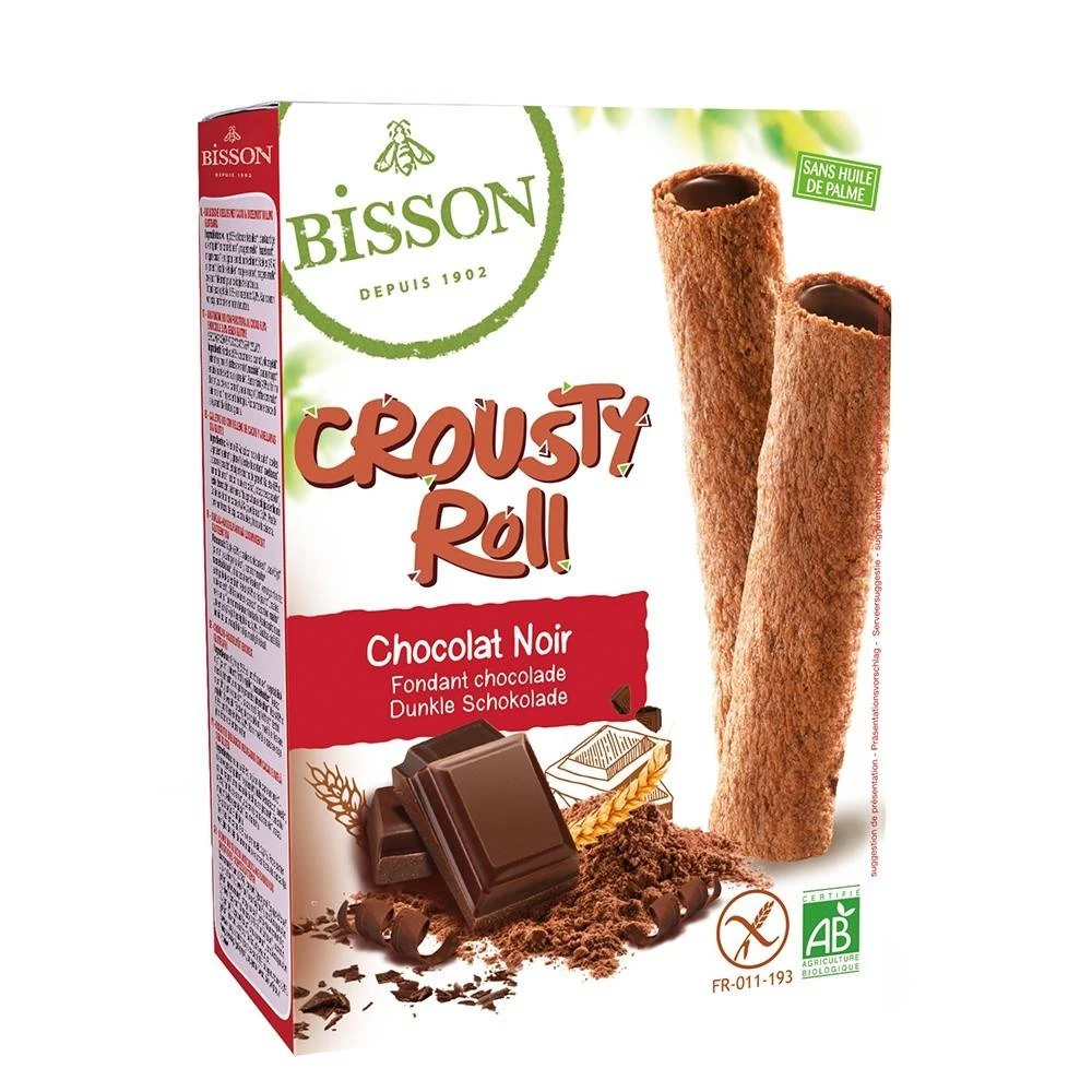 Roll crousty cu ciocolata neagra fara gluten, eco-bio,125g - bisson