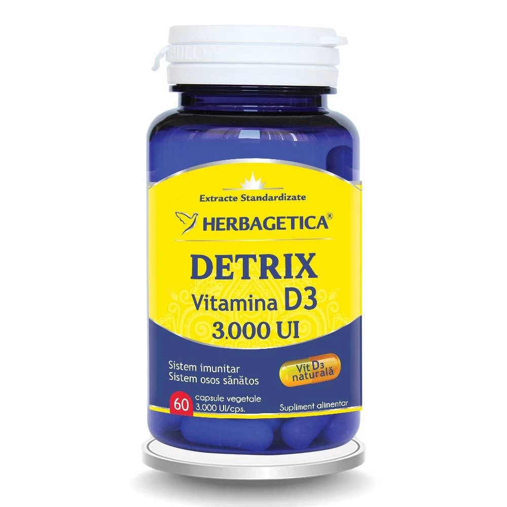 Detrix vitamina d3, 3000 ui forte, 60 capsule, herbagetica