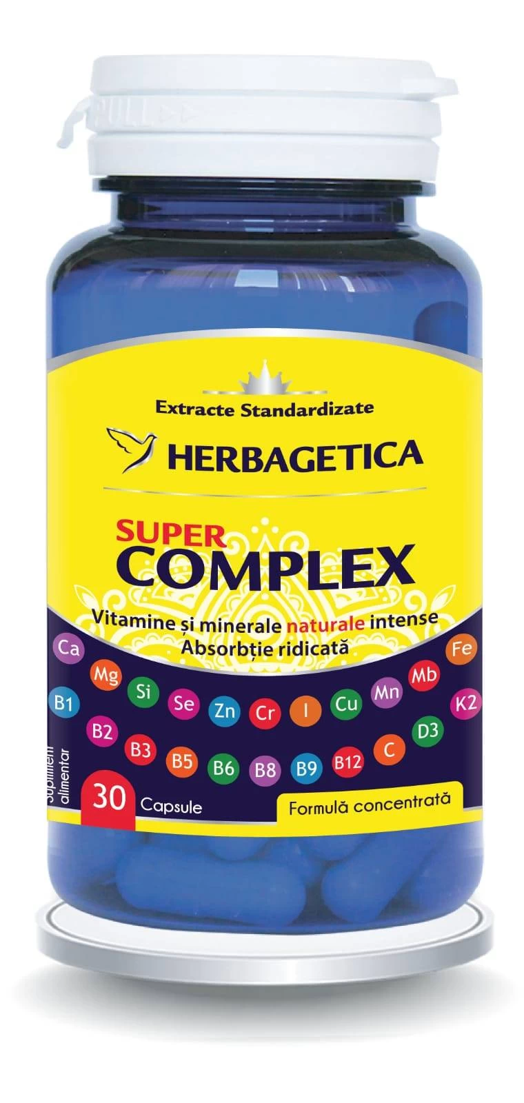 Super complex - vitamine si minerale naturale - herbagetica 120 capsule