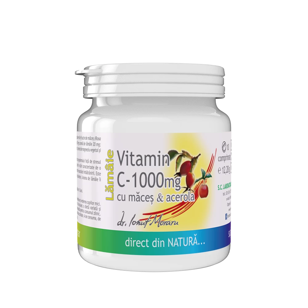 Vitamina c cu maces si acerola aroma lamaie,1000mg, 10cps - medica
