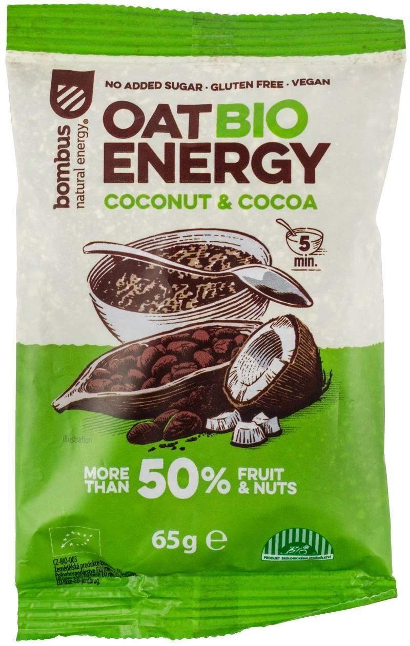 Terci energy de ovaz cu nuca de cocos si cacao, eco-bio, 65g - bombus