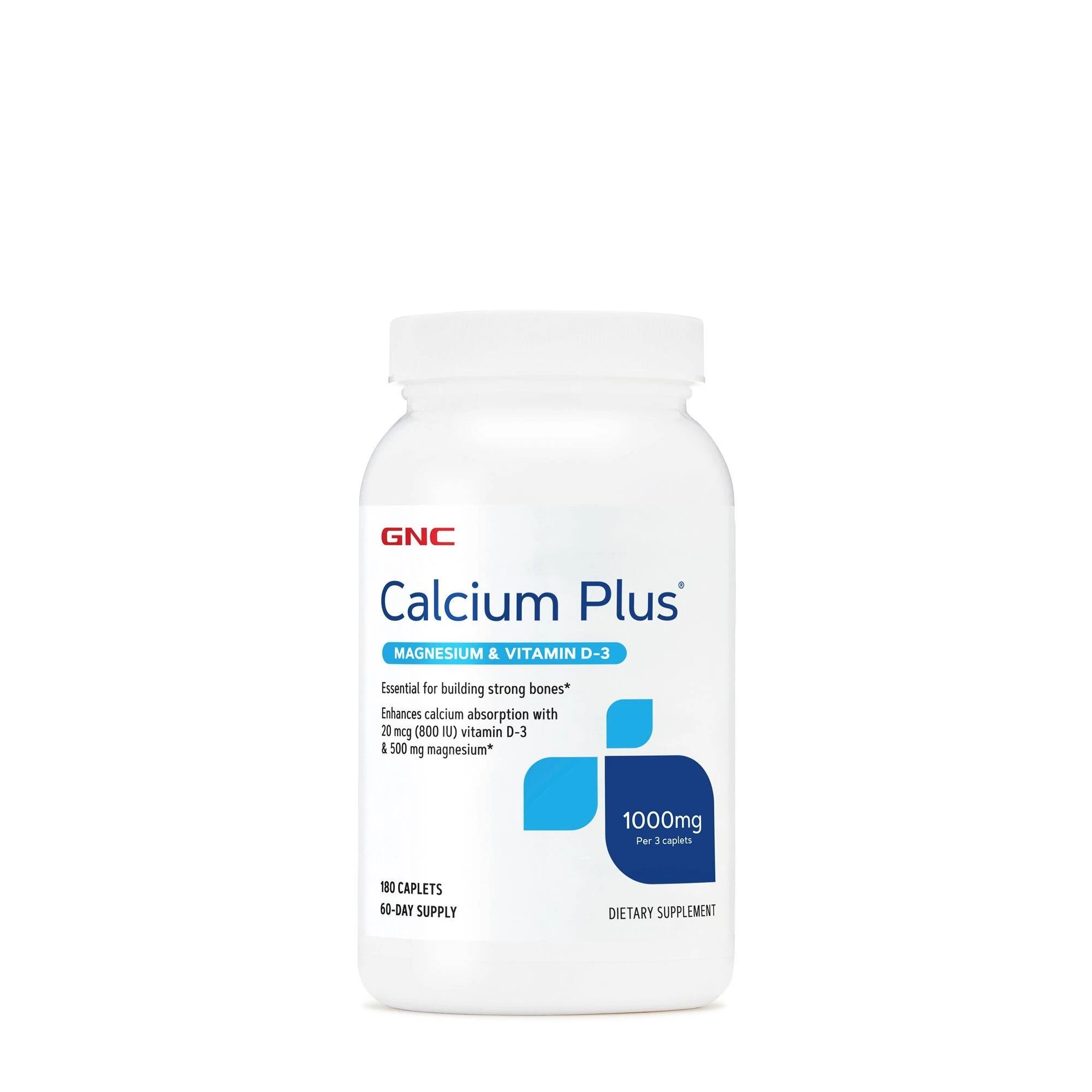 Calcium plus magnesium vitamin d-3 1000mg, calciu cu magneziu si vitamina d-3, 180tbl - gnc