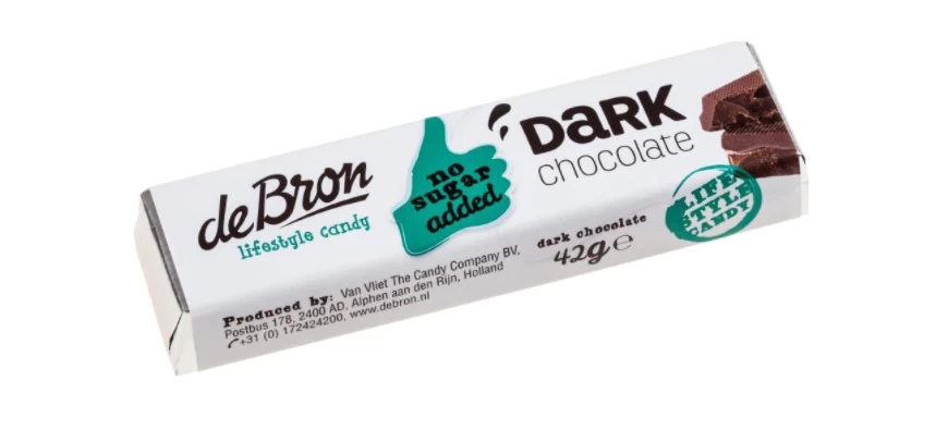 Baton de ciocolata cu lapte, fara zahar, 42g - DeBron