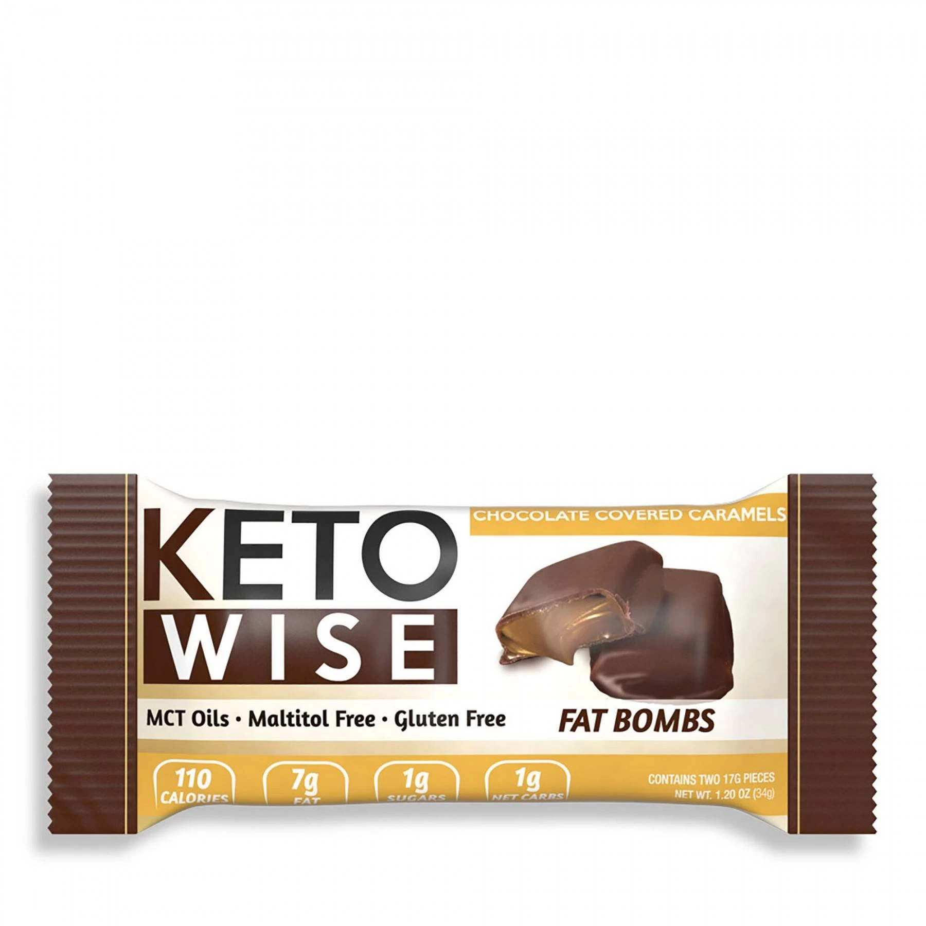 Keto wise fat bombs, bomboane invelite in ciocolata cu aroma de caramel, 32g - gnc