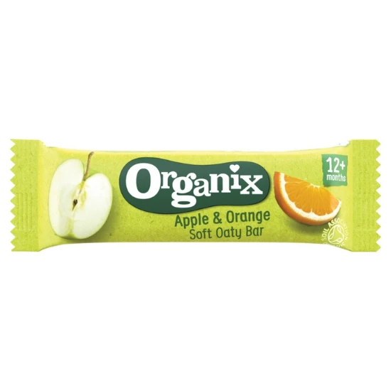 Baton din ovaz integral cu mere si portocale, +12 luni, eco-bio, 30g - Organix