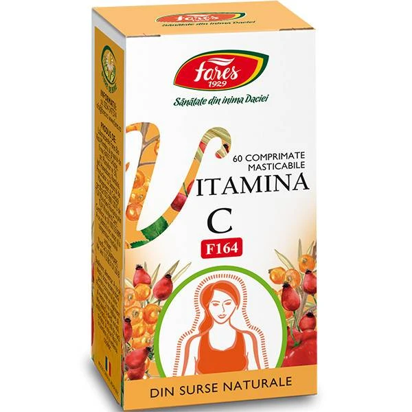 Vitamina c naturala, f164, 60 comprimate masticabile - fares