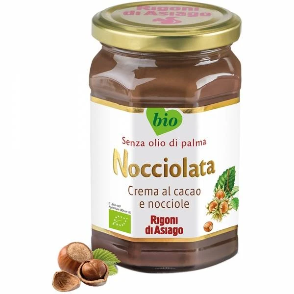 Nocciolata crema cu cacao si alune de padure, cu lapte, eco-bio, 270g - rigoni di asiago