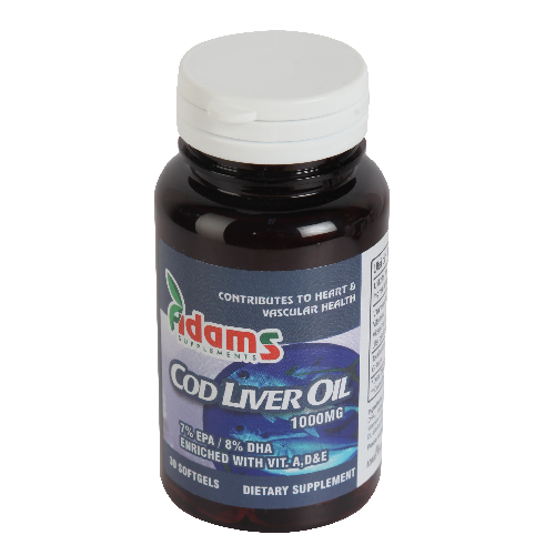 Ulei din ficat de cod Cod Liver Oil 1000mg 30cps, ADAMS