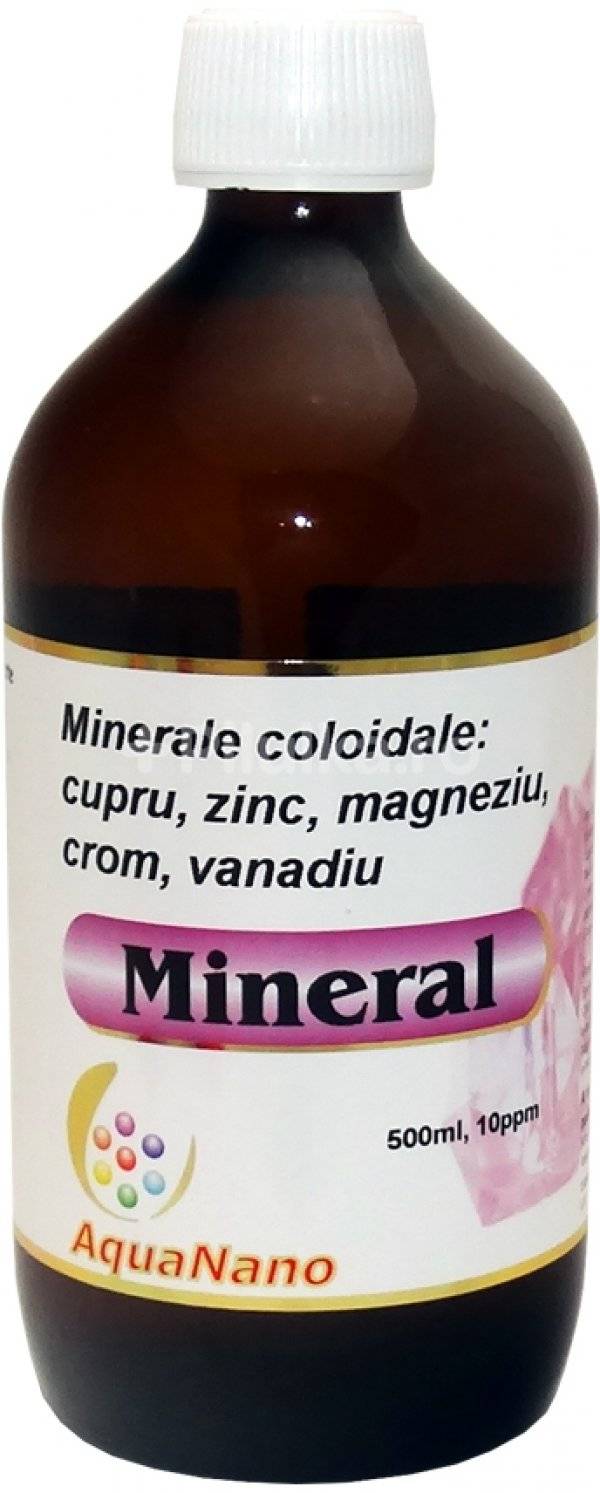 MINERAL cupru, zinc, magneziu, crom, vanadiu coloidal 10ppm 500ml, AQUANANO