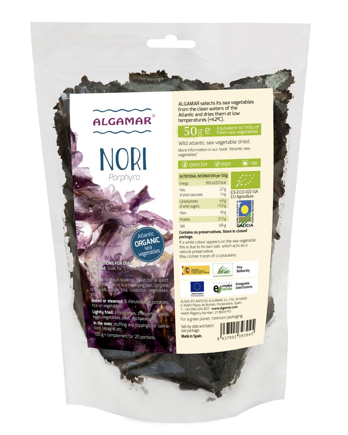 Alge nori, eco-bio, 50g - Algamar