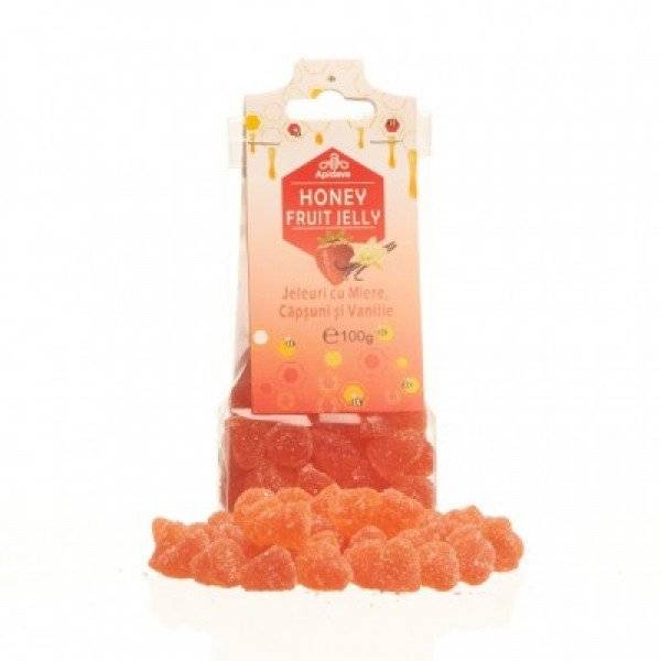 Jeleuri cu miere, capsuni si vanilie 100g, Apidava
