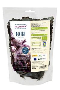 Alge nori maruntite-flakes  (Porphyra umbilicalis) raw eco-bio 100g Algamar