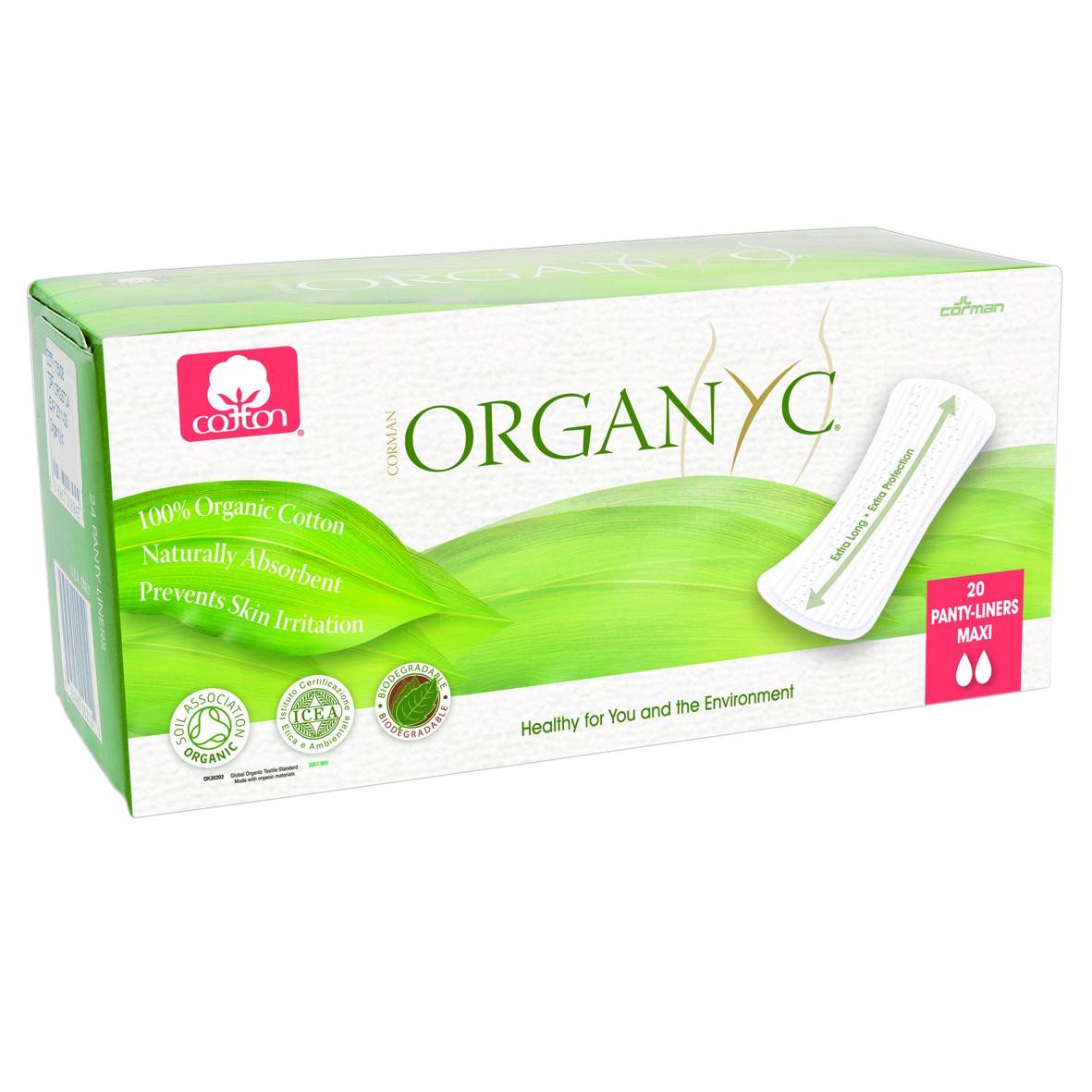 Absorbante zilnice Organyc MAXI din bumbac organic - 20buc - Corman Organyc