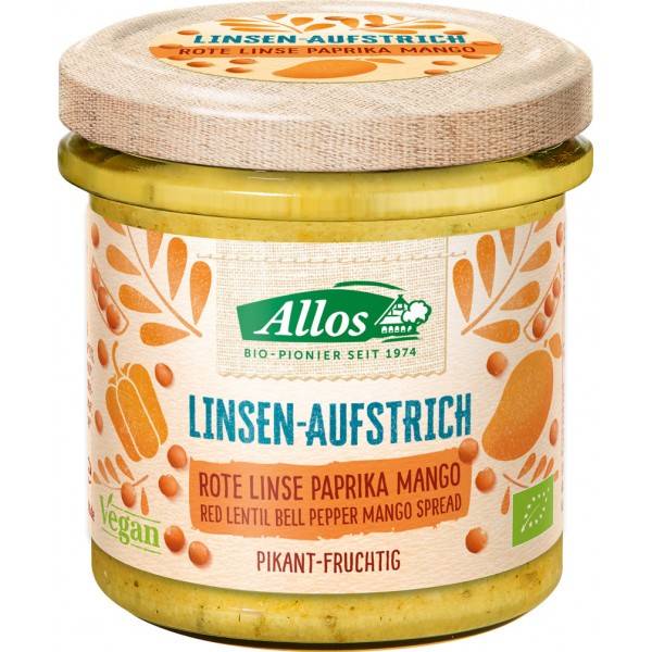 Crema tartinabila din linte, ardei si mango, eco-bio, 140g - Allos