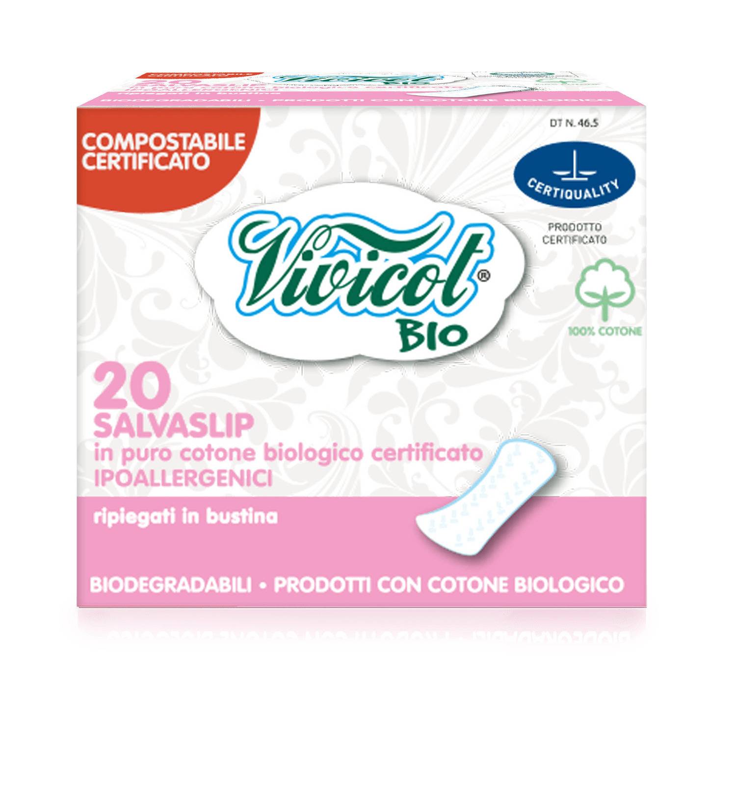 Protej slip din bumbac bio, hipoalergenic, compostabil, normal, 20buc - Vivicot