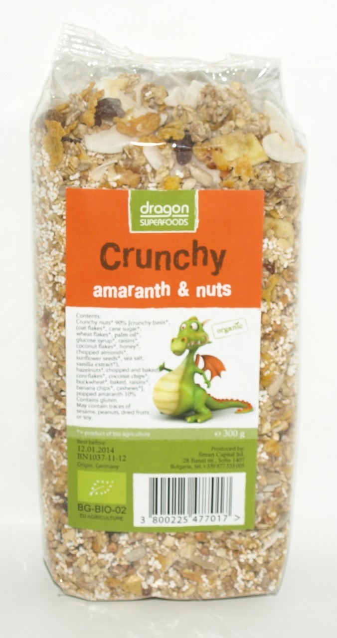 Muesli CRUNCHY cu amaranth si nuci 300g - eco-bio - Dragon Superfoods