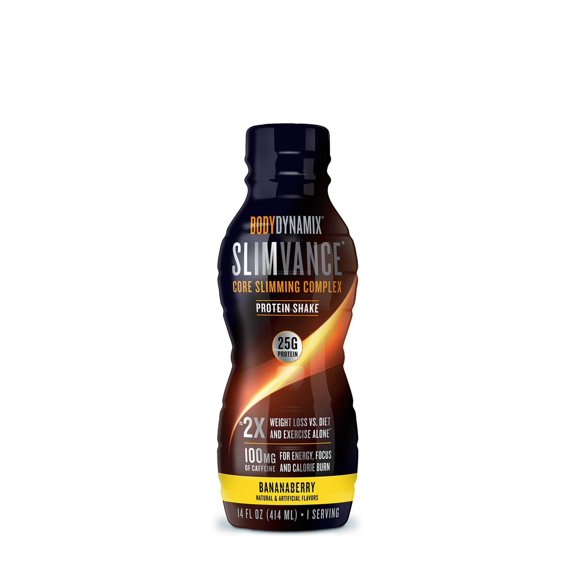 Bodydynamix slimvance core sliming complex, shake proteic rtd cu aroma de banane si fructe de padure