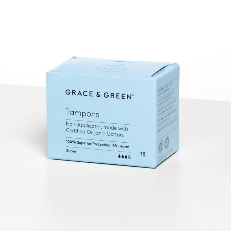 Tampoane din bumbac organic 100% Super, 18buc - Grace and Green