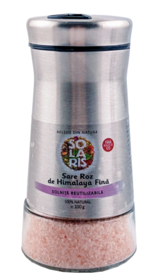 Sare roz Himalaya fina solnita reutilizabila, 100g - Solaris