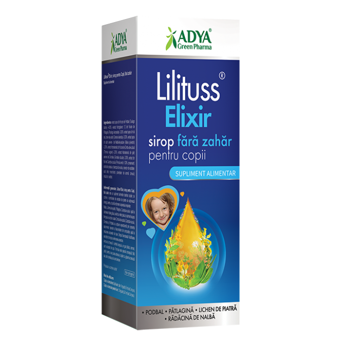 Lilituss Elixir sirop pentru copii, fara zahar, 180 ml, Adya Green Pharma