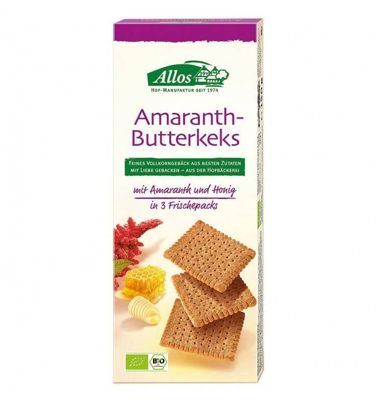 Biscuiti din amarant, cu unt - eco-bio 150g - Allos