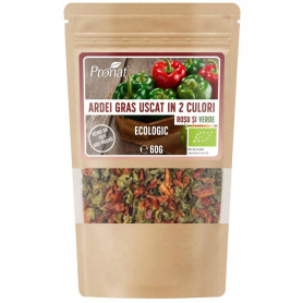 Ardei gras uscat, in 2 culori, rosu si verde, eco-bio 60 g, Pronat