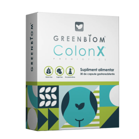 COLON X Prebiotic – 30 capsule gastrorezistente, detoxifiere si echilibrarea florei intestinale, Greenbiom