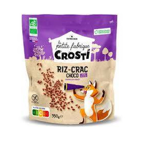 Cereale din orez expandat si ciocolata, pentru copii, eco-bio, 350 g, Crosti