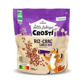 Cereale din orez expandat si ciocolata, pentru copii, eco-bio, 350 g, Crosti