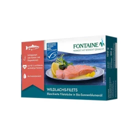 File de somon salbatic in ulei de floarea soarelui, eco-bio, 125 g, Fontaine