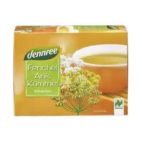 Ceai de fenicul, anason si chimen, eco-bio, 20 plicuri, Dennree