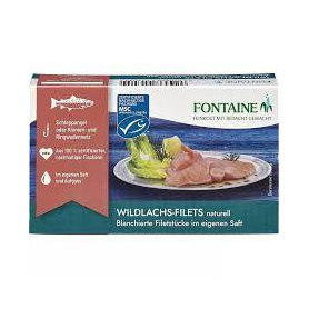 File de somon salbatic in suc propriu, 125 g, Fontaine