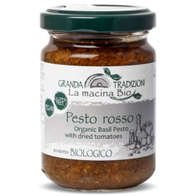 Pesto rosu din busuioc si rosii uscate, eco-bio, 130 g, La Macina Bio