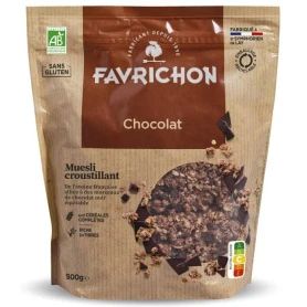 Musli crocant cu ciocolata, eco-bio, 450 g, Favrichon