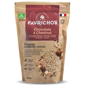 Musli cu cereale integrale, ciocolata si castane, eco-bio, 450 g, Favrichon