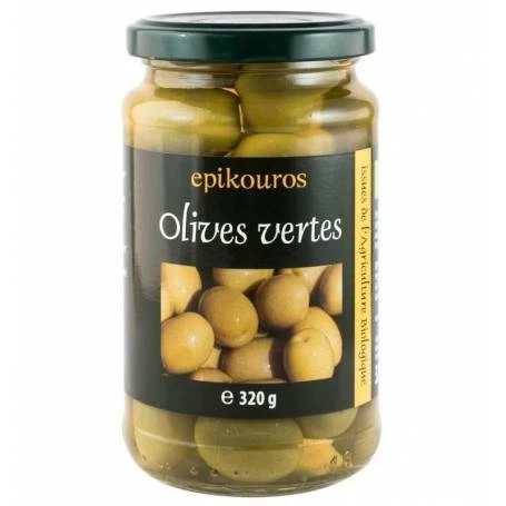 Masline verzi cu samburi in saramura - eco-bio 320g - Epikouros