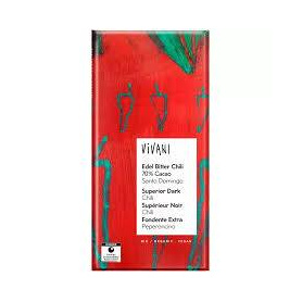 Ciocolata amaruie cu cacao 70% si chili, eco-bio, 80 g, Vivani