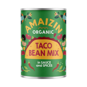 Mix de fasole pentru taco, in sos cu condimente, eco-bio, 400 g, Amaizin