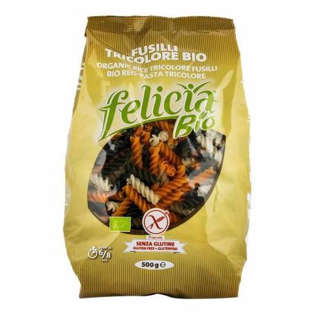 Fusilli tricolore din faina de orez - eco-bio 500g - Felicia Bio