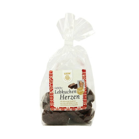 Inimioare umplute din turta dulce glazurate cu ciocolata neagra, 125 g, Gepa