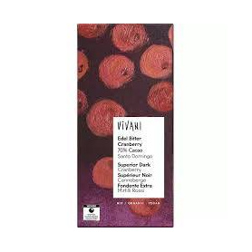 Ciocolata amaruie cu 70% cacao si merisoare, eco-bio, 80 g, Vivani