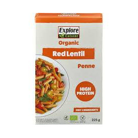 Penne proteice din linte rosie, fara gluten, eco-bio, 225 g, Explore Cuisine